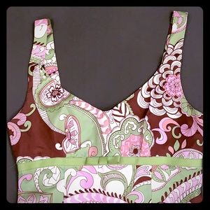 Pink and green silk dress